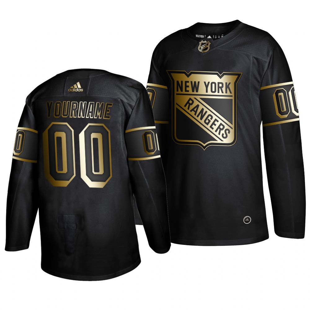Cheap Adidas Rangers Custom Men 2019 Black Golden Edition Authentic Stitched NHL Jersey